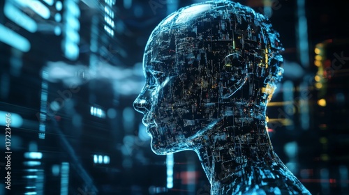 A high tech AI powered digital art generator, creating intricate paintings based on user input, creative studio setting