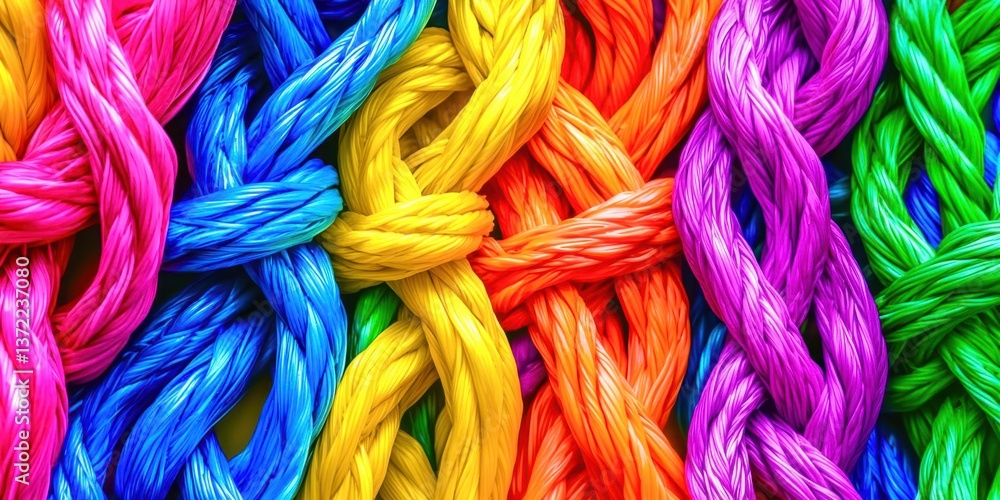 Colorful Braided Threads Showcasing Artistic Textile Materials in Bright Hues Colorful Braided Threads Showcasing Artistic Textile Materials in Bright Hues