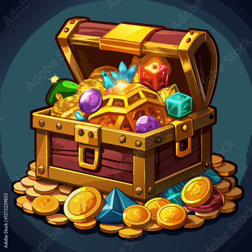 Treasure Chest with Gold and Jewels