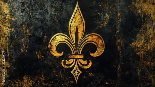 Striking fleur-de-lis emblem with dramatic lighting and texture