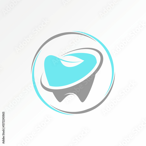 Logo design graphic concept creative premium vector stock image top sell dental medical tooth leaf nature smile cut swoosh icon teeth whitening bright