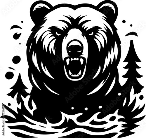 grizzly  head vector illustration design