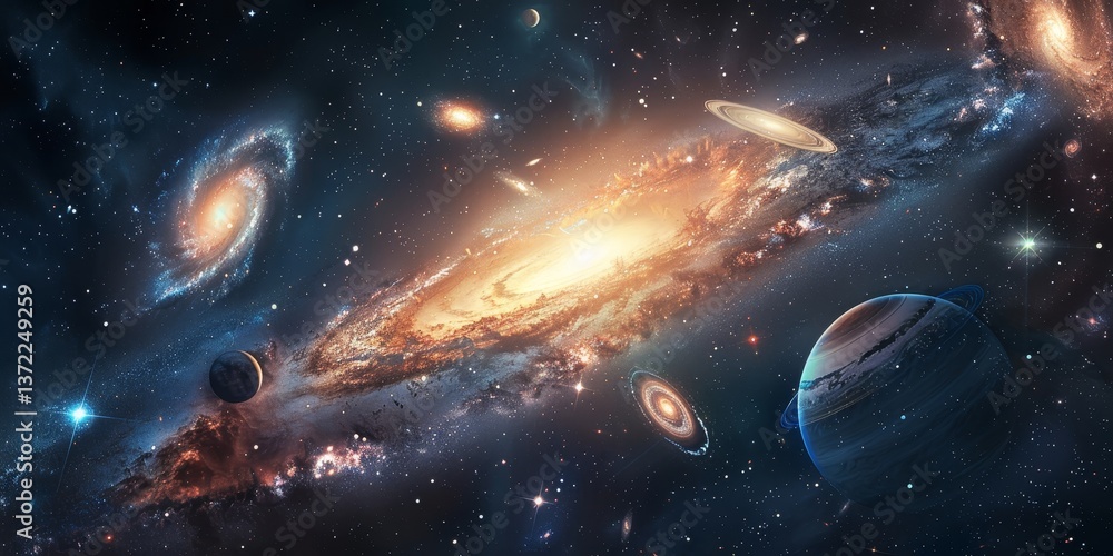 Obraz premium Experience the beauty and grandeur of the universe as captured by space telescopes that reveal the wonders of distant galaxies, stellar nurseries, and cosmic phenomena