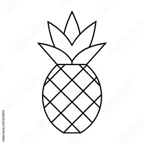 Simple black line art illustration of a pineapple.