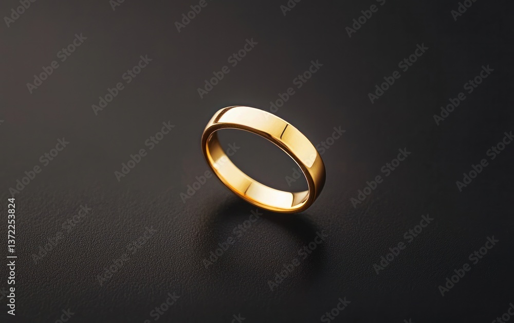 Simple Gold Wedding Band Ring on Dark Background Simple Gold Wedding Band Ring on Dark Background