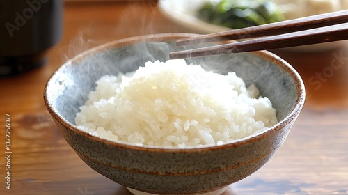 A Single Grain of White Rice in Stillness