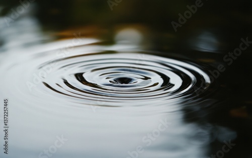 Wallpaper Mural Concentric Water Ripples: Dark Surface Reflections Torontodigital.ca