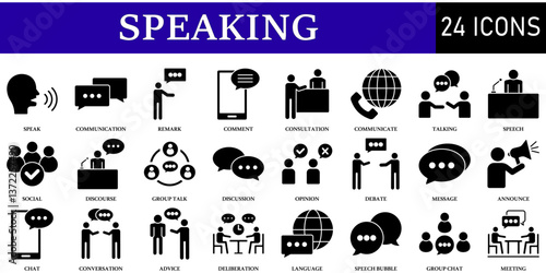 Set of Speaking Icons or symbols Vector fully editable file.