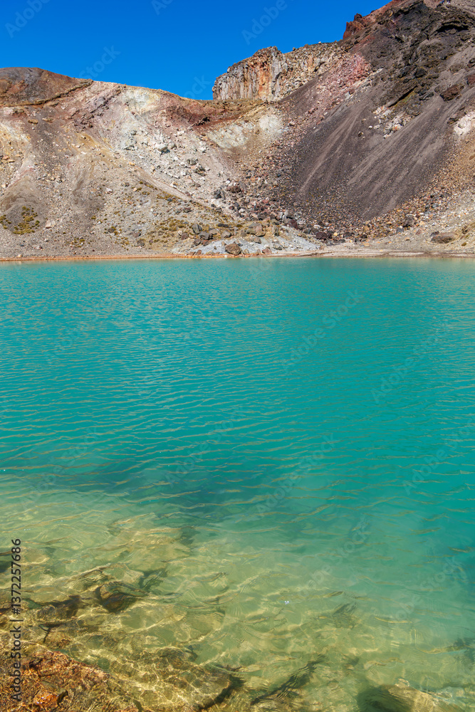 The emerald lake at the Tongariro Alpine Crossing. The emerald lake at the Tongariro Alpine Crossing.