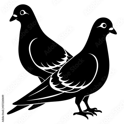 two pigeons on a white background