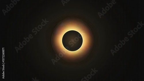 Abstract Sun and Moon Pattern with Black Background and Waves