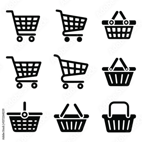 Essential E-Commerce Cart & Basket icon set Designs..