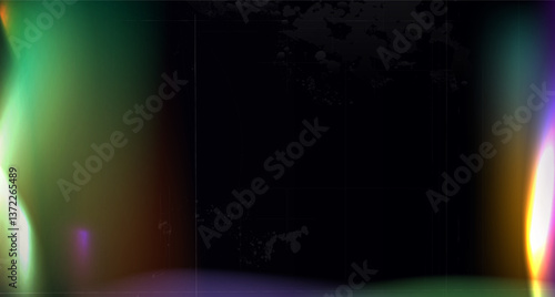 Old photo light leak overlay background. Gradient effect with colorful blur. Camera film filter. Abstract retro lens flare background. Texture with dust spots noise. Grunge vector photograph backdrop.