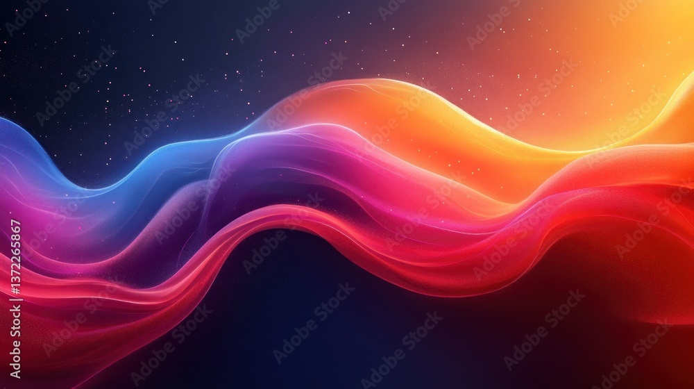 Colorful abstract wave flowing in space with sparkling background Colorful abstract wave flowing in space with sparkling background