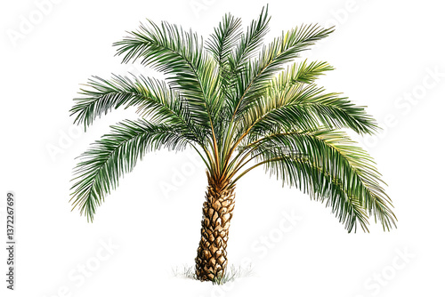 Wallpaper Mural A detailed illustration of a palm tree with green fronds against a black background with some grass Torontodigital.ca