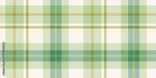 Seamless Green Tartan Plaid Pattern with Light Cream and Olive Accents in a Classic Geometric Design