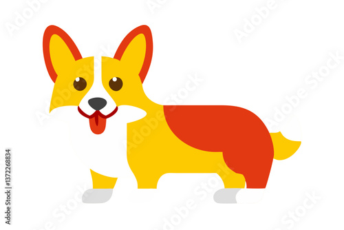 Welsh Pembroke Corgi Vector SVG - Colorful Cartoon Shape