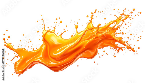 Dynamic Orange Paint Splash on Transparent Background