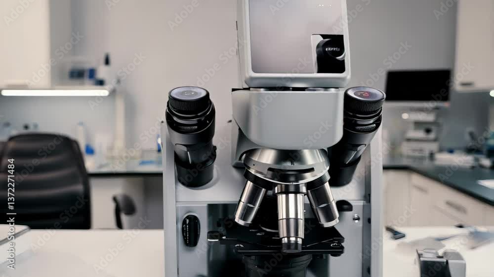 Modern laboratory microscope with multiple lenses in high-tech research environment
Modern laboratory microscope with multiple lenses in high-tech research environment