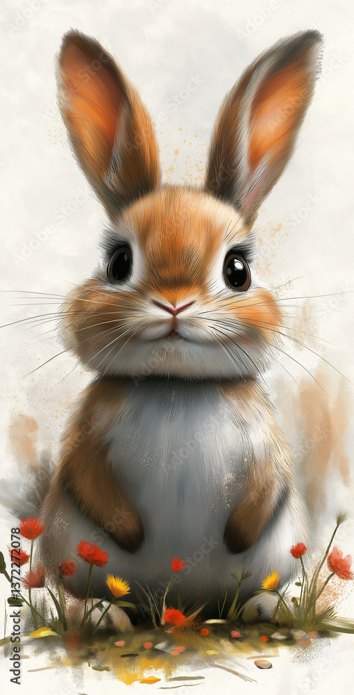 Fototapeta premium Illustration of a rabbit on a white background.