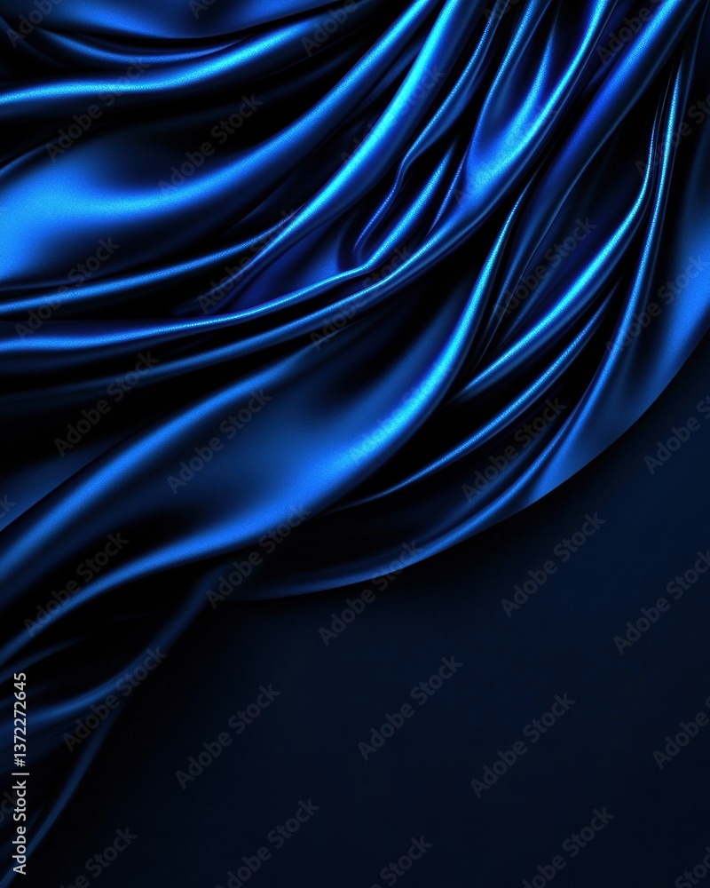 Fototapeta premium Elegant blue satin fabric draping gracefully
