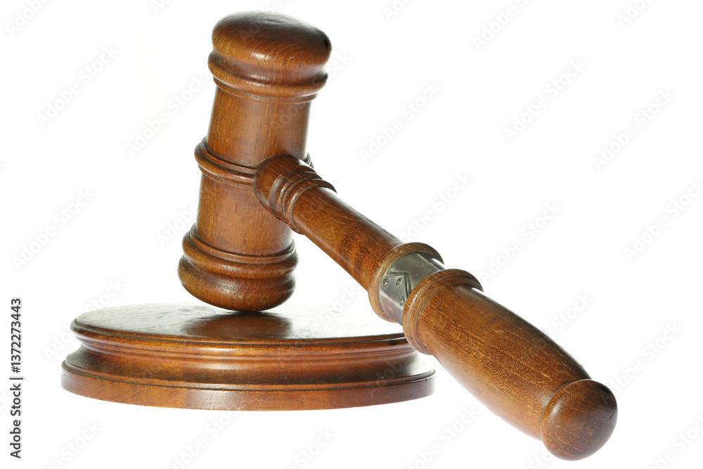 wooden gavel with sound block isolated on white background wooden gavel with sound block isolated on white background