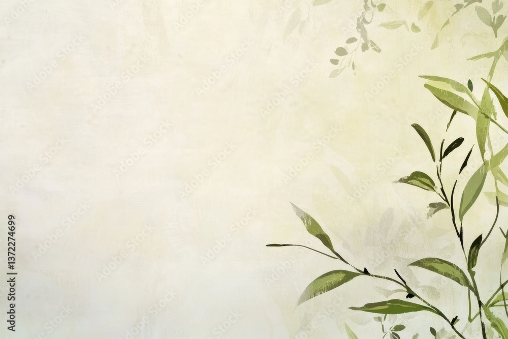 Elegant Botanical Background with Subtle Leaves and Soft Watercolor Texture. Elegant Botanical Background with Subtle Leaves and Soft Watercolor Texture.