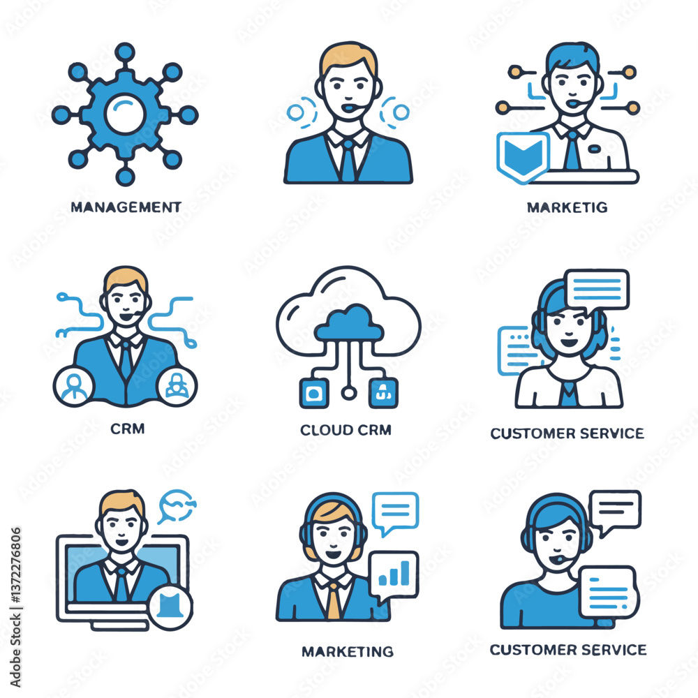 Flat CRM & Business Icons with Clean Minimalist Design. Flat CRM & Business Icons with Clean Minimalist Design.