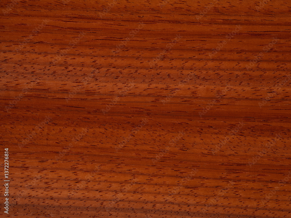 Paduca veneer with rich reddish-brown color and pronounced wood grain