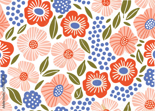 Seamless Abstract flower art  pattern, doodle, fabric, fashion textile , hand-drawn feathers in earthy tones for bohemian skirts, shawls, and maxi dresses.