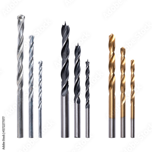 Fotografía Drill bit set, three sizes for drilling wall, wood and metal