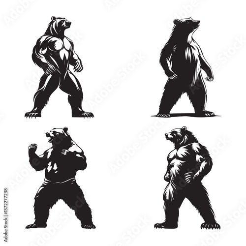 Powerful Bear Illustration Set