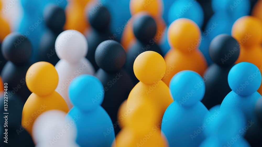 Obraz premium A vibrant collection of colorful, abstract figures representing diversity and community, set against a blurred background.