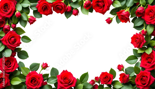 Red Rose Floral Border Frame with Transparent Background