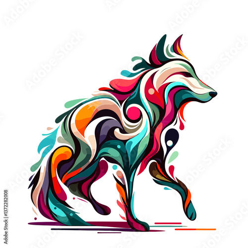 Wallpaper Mural Vector illustration of a winged horse with tribal and floral elements, featuring a dragon-like design and ornamental details, blending nature, fire, and vintage style Torontodigital.ca