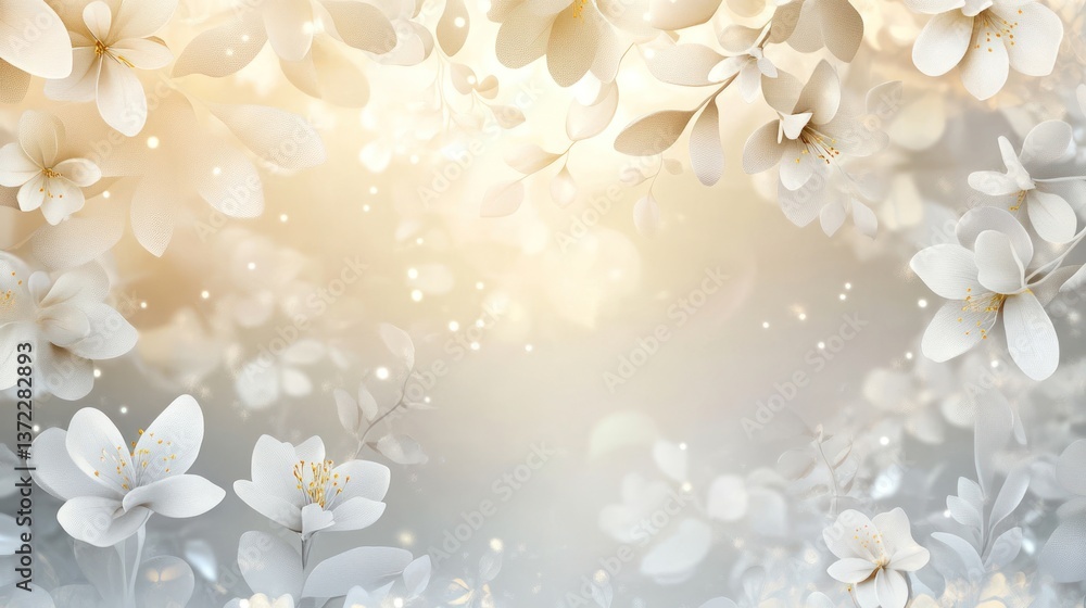 Delicate white flowers, soft light, abstract background, elegant design, nature inspired, digital art, springtime scene, use for invitations, cards, or websites Delicate white flowers, soft light, abstract background, elegant design, nature inspired, digital art, springtime scene, use for invitations, cards, or websites