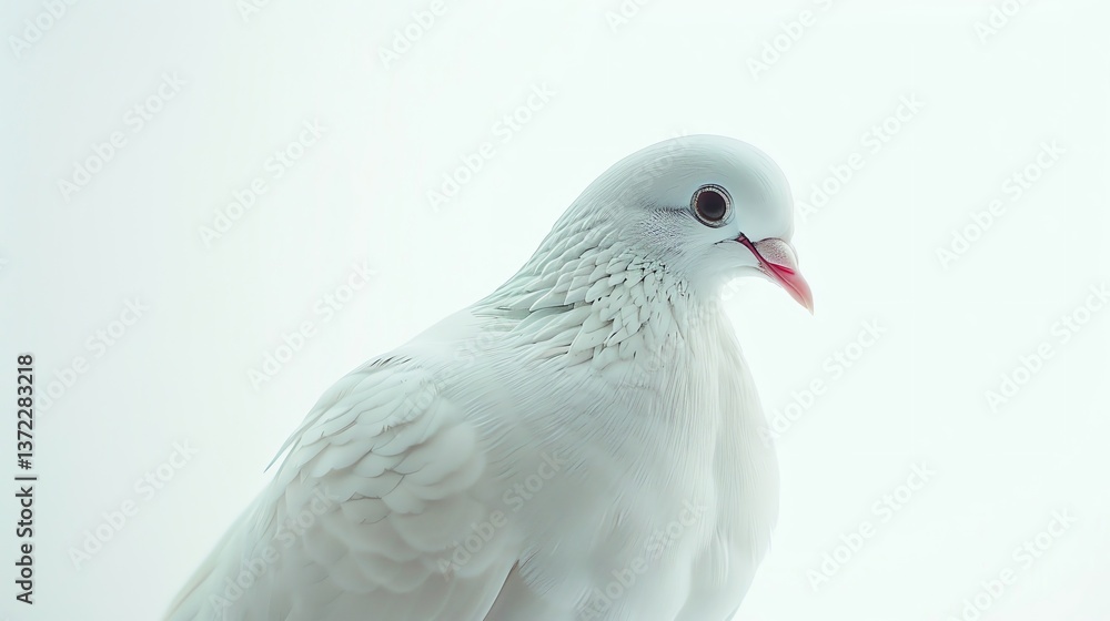 A beautiful white dove with a soft, gentle expression in its eyes. A beautiful white dove with a soft, gentle expression in its eyes.