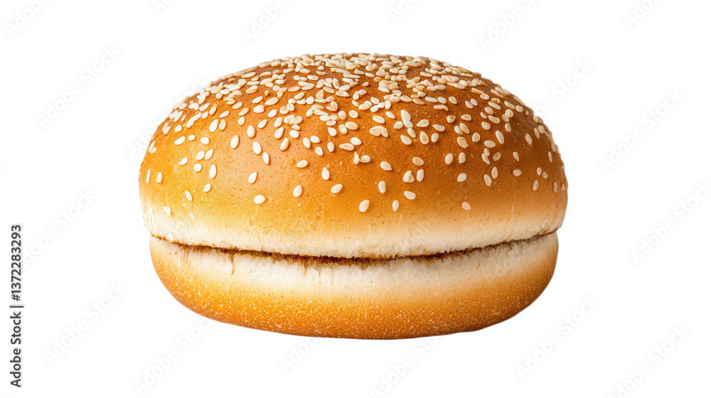 Delicious sesame seed hamburger bun on white background ready for your favorite fillings or toppings to create a mouthwatering meal perfect for any occasion Delicious sesame seed hamburger bun on white background ready for your favorite fillings or toppings to create a mouthwatering meal perfect for any occasion