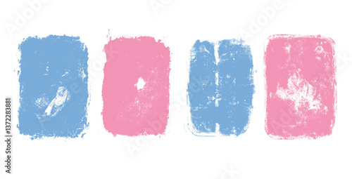 Urban wall pastel crayon label stains set. Spray paint rectangles frame silhouettes. Linocut rolled paint black tag. Vector handmade brayer stamp rough texture. Dab decorative irregular border.