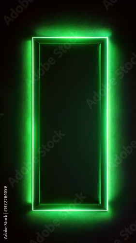 Neon green frame on black background