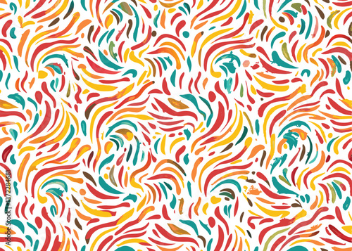 Seamless Abstract flower art  pattern, doodle, fabric, fashion textile , hand-drawn feathers in earthy tones for bohemian skirts, shawls, and maxi dresses.