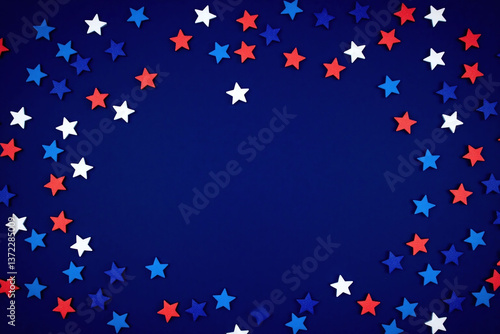 red white and blue stars on a blue background