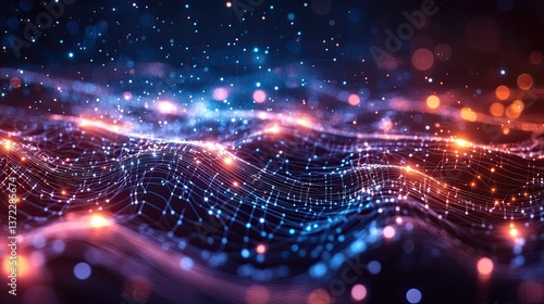 Wallpaper Mural Abstract digital circuit board with glowing neon lines and patterns, representing high-tech connectivity -- Torontodigital.ca