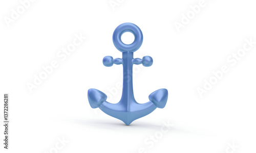 Realistic 3d metal anchor isolated on white background. Vector illustration