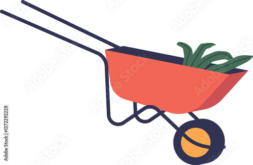Wheelbarrow with soil and seedlings