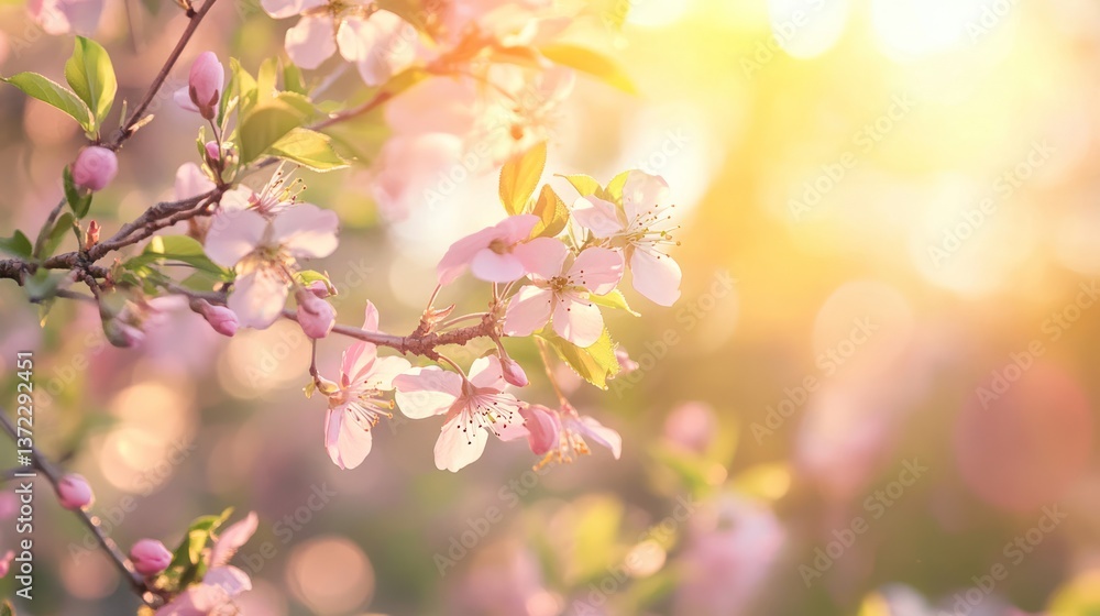Spring blossoms in sunlight; beautiful pink flowers, bokeh background; nature, springtime Spring blossoms in sunlight; beautiful pink flowers, bokeh background; nature, springtime