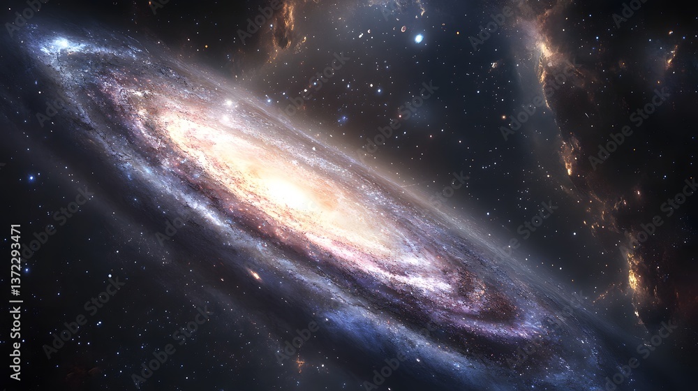 Fototapeta premium A vibrant galaxy surrounded by stars in deep space