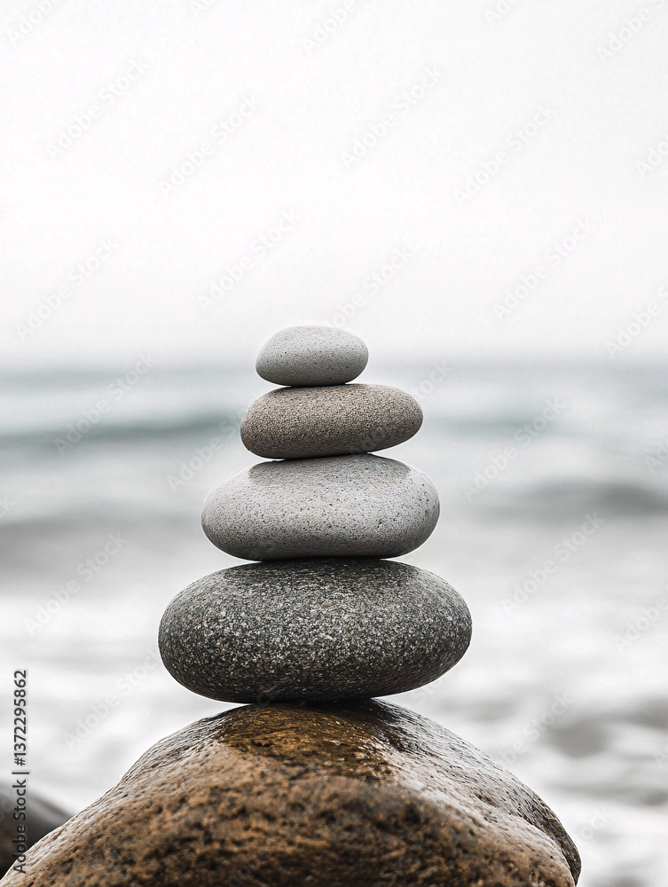 stacked zen stones on beach rock by the sea with calm waves and soft sky, peaceful coastal composition symbolizing balance, mindfulness, and natural harmony in wellness setting
stacked zen stones on beach rock by the sea with calm waves and soft sky, peaceful coastal composition symbolizing balance, mindfulness, and natural harmony in wellness setting