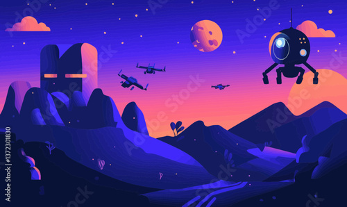 AI-Driven Robots Exploring Extraterrestrial Landscapes with Drones and Rovers