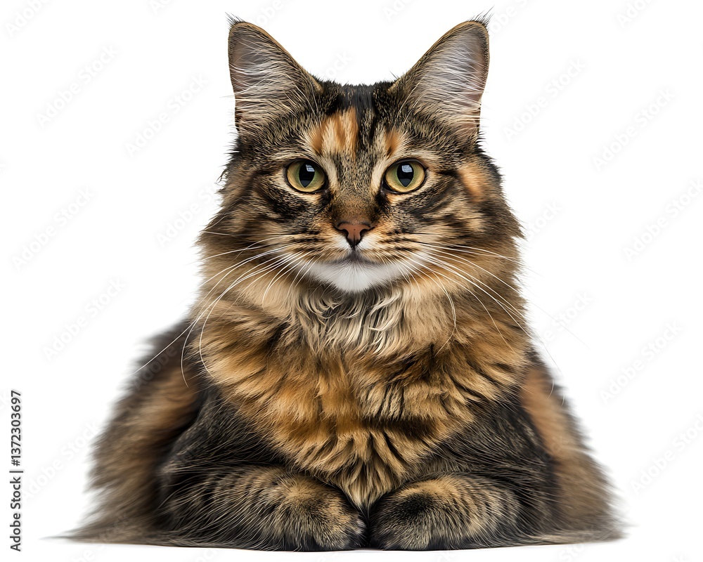 Obraz premium A beautiful cat with brown and orange fur looking directly at the camera